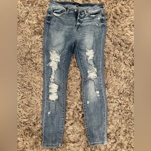 Judy Blue Distressed Skinny Fit Holes Jeans Size 13 / 31